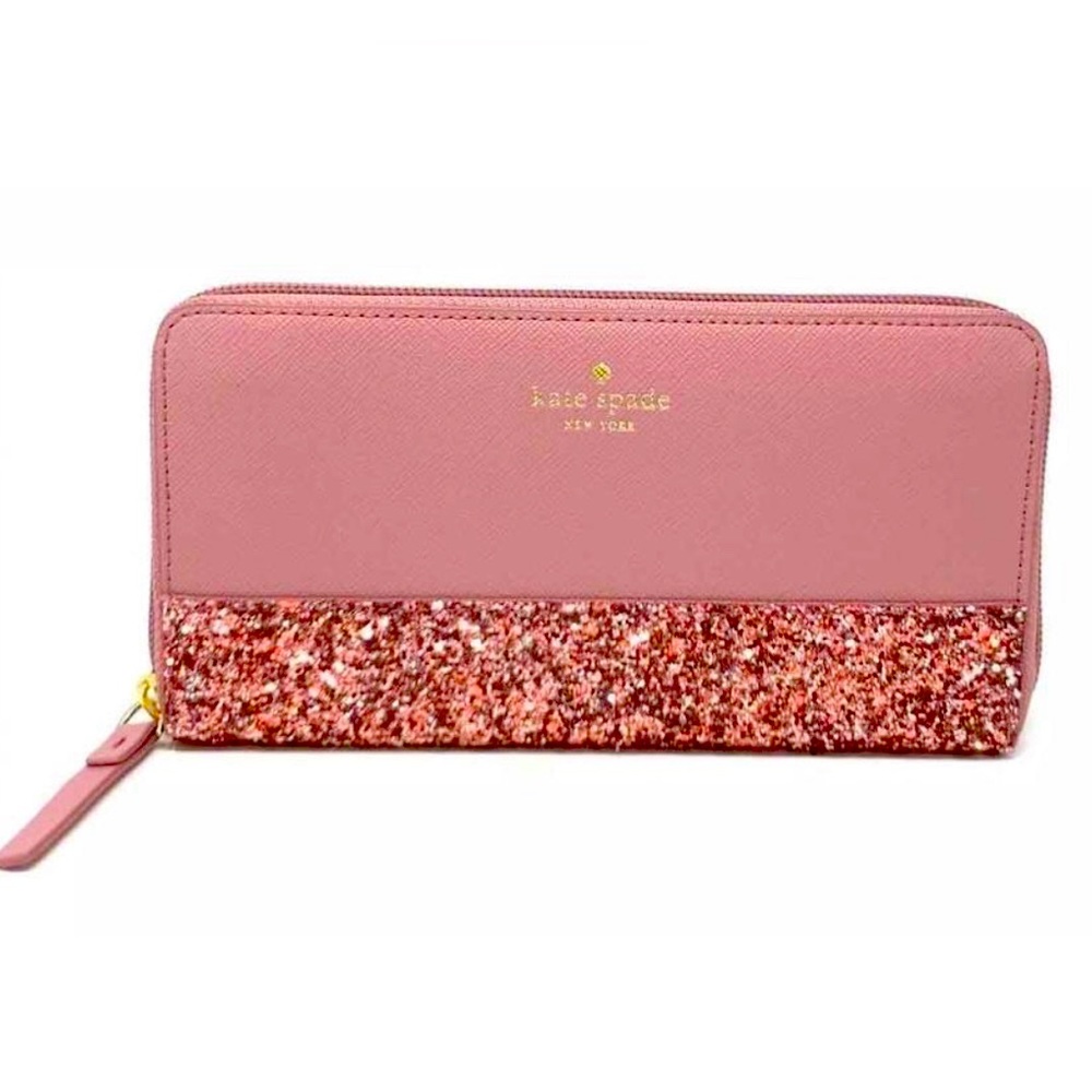 NWT Kate Spade pink glitter wallet